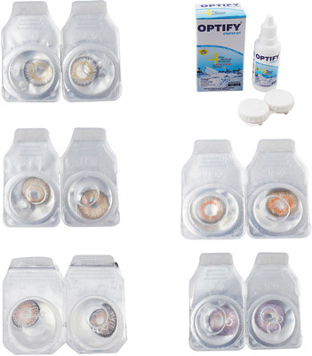

Optify Combo Pack Monthly Color Contact Lens With Solution Monthly Contact Lens(0, Natural Grey-Gold-Grey-Honey-Violet, Pack of 5)