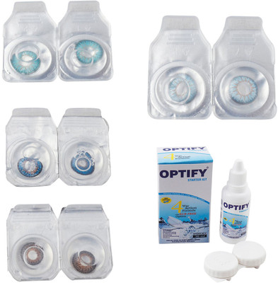 

Optify Combo Pack Monthly Color Contact Lens With Solution Monthly Contact Lens(0, Aqua-Blue-Brown-Sea Blue, Pack of 4)