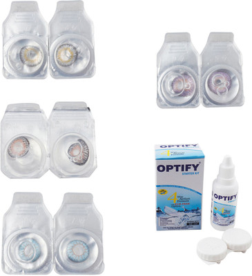 

Optify Combo Pack Monthly Color Contact Lens With Solution Monthly Contact Lens(0, Natural Grey-Grey-Sea Blue-Violet, Pack of 4)