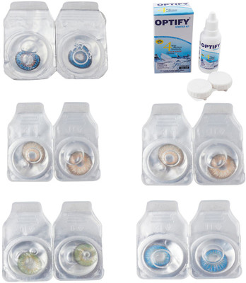 

Optify Combo Pack Monthly Color Contact Lens With Solution Monthly Contact Lens(0, Blue-Gold-Green-Hazel-Blue Topaz, Pack of 5)