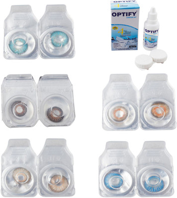 

Optify Combo Pack Monthly Color Contact Lens With Solution Monthly Contact Lens(0, Aqua-Brown-Hazel-Honey-Blue Topaz, Pack of 5)
