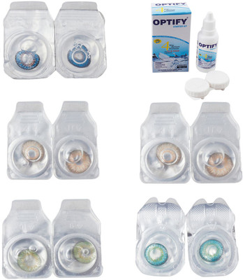 

Optify Combo Pack Monthly Color Contact Lens With Solution Monthly Contact Lens(0, Blue-Gold-Green-Hazel-Green Turquoise, Pack of 5)