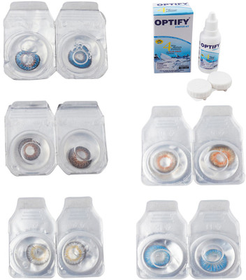 

Optify Combo Pack Monthly Color Contact Lens With Solution Monthly Contact Lens(0, Blue-Brown-Natural Grey-Honey-Blue Topaz, Pack of 5)