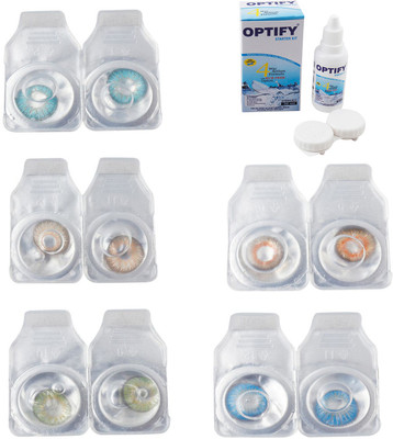 

Optify Combo Pack Monthly Color Contact Lens With Solution Monthly Contact Lens(0, Aqua-Gold-Green-Honey-Blue Topaz, Pack of 5)
