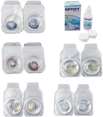 

Optify Combo Pack Monthly Color Contact Lens With Solution Monthly Contact Lens(0, Blue-Brown-Natural Grey-Green-Sea Blue, Pack of 5)