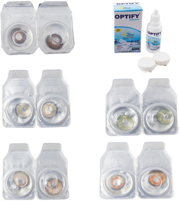 

Optify Combo Pack Monthly Color Contact Lens With Solution Monthly Contact Lens(0, Brown-Natural Grey-Gold-Green-Honey, Pack of 5)