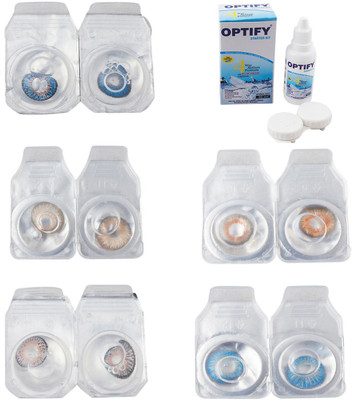 

Optify Combo Pack Monthly Color Contact Lens With Solution Monthly Contact Lens(0, Blue-Gold-Grey-Honey-Blue Topaz, Pack of 5)