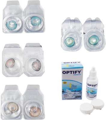

Optify Combo Pack Monthly Color Contact Lens With Solution Monthly Contact Lens(0, Aqua-Grey-Hazel-Green Turquoise, Pack of 4)