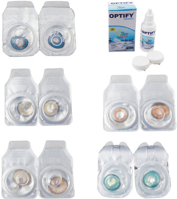 

Optify Combo Pack Monthly Color Contact Lens With Solution Monthly Contact Lens(0, Blue-Natural Grey-Hazel-Honey-Green Turquoise, Pack of 5)
