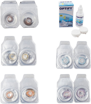 

Optify Combo Pack Monthly Color Contact Lens With Solution Monthly Contact Lens(0, Brown-Natural Grey-Honey-Sea Blue-Violet, Pack of 5)