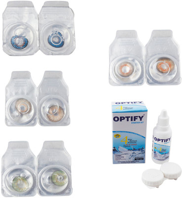 

Optify Combo Pack Monthly Color Contact Lens With Solution Monthly Contact Lens(0, Blue-Gold-Green-Honey, Pack of 4)