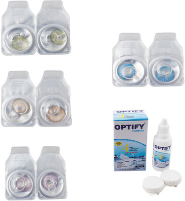 

Optify Combo Pack Monthly Color Contact Lens With Solution Monthly Contact Lens(0, Green-Hazel-Violet-Blue Topaz, Pack of 4)