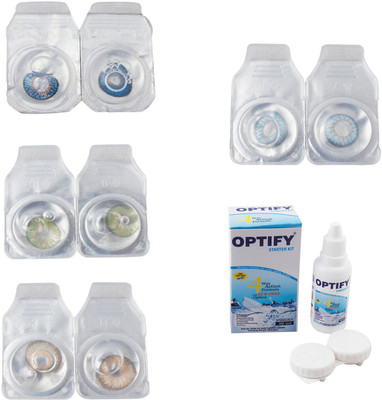 

Optify Combo Pack Monthly Color Contact Lens With Solution Monthly Contact Lens(0, Blue-Green-Hazel-Sea Blue, Pack of 4)
