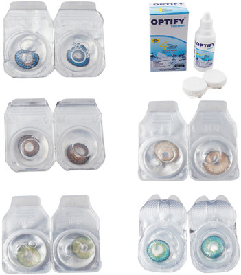 

Optify Combo Pack Monthly Color Contact Lens With Solution Monthly Contact Lens(0, Blue-Brown-Green-Hazel-Green Turquoise, Pack of 5)