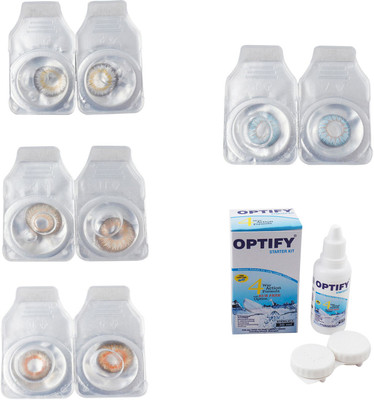 

Optify Combo Pack Monthly Color Contact Lens With Solution Monthly Contact Lens(0, Natural Grey-Hazel-Honey-Sea Blue, Pack of 4)