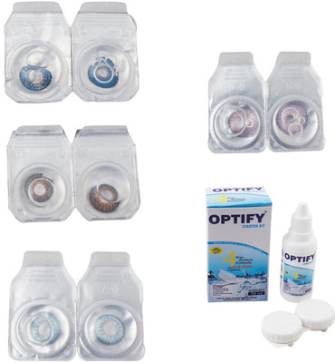 

Optify Combo Pack Monthly Color Contact Lens With Solution Monthly Contact Lens(0, Blue-Brown-Sea Blue-Violet, Pack of 4)