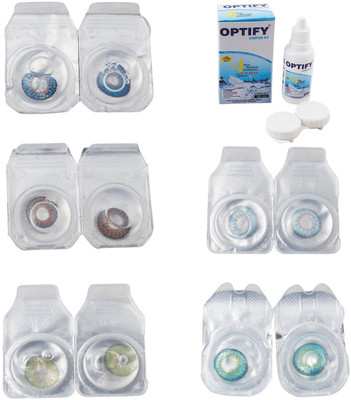

Optify Combo Pack Monthly Color Contact Lens With Solution Monthly Contact Lens(0, Blue-Brown-Green-Sea Blue-Green Turquoise, Pack of 5)