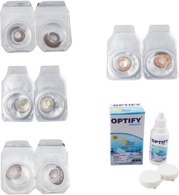

Optify Combo Pack Monthly Color Contact Lens With Solution Monthly Contact Lens(0, Brown-Natural Grey-Grey-Honey, Pack of 4)