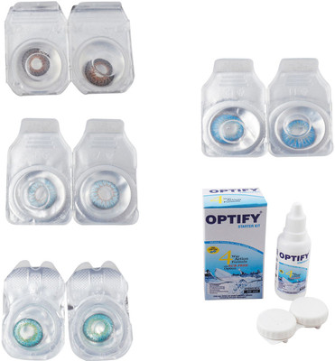 

Optify Combo Pack Monthly Color Contact Lens With Solution Monthly Contact Lens(0, Brown-Sea Blue-Green Turquoise-Blue Topaz, Pack of 4)