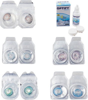

Optify Combo Pack Monthly Color Contact Lens With Solution Monthly Contact Lens(0, Grey-Sea Blue-Green Turquoise-Violet-Blue Topaz, Pack of 5)