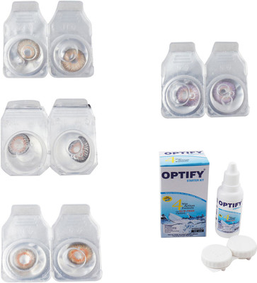 

Optify Combo Pack Monthly Color Contact Lens With Solution Monthly Contact Lens(0, Gold-Grey-Honey-Violet, Pack of 4)