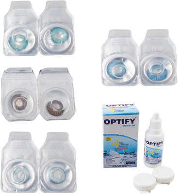 

Optify Combo Pack Monthly Color Contact Lens With Solution Monthly Contact Lens(0, Aqua-Brown-Sea Blue-Blue Topaz, Pack of 4)