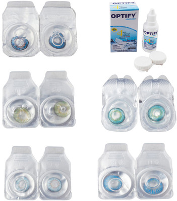 

Optify Combo Pack Monthly Color Contact Lens With Solution Monthly Contact Lens(0, Blue-Green-Sea Blue-Green Turquoise-Blue Topaz, Pack of 5)
