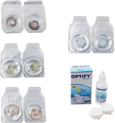 

Optify Combo Pack Monthly Color Contact Lens With Solution Monthly Contact Lens(0, Brown-Green-Hazel-Sea Blue, Pack of 4)