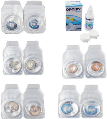 

Optify Combo Pack Monthly Color Contact Lens With Solution Monthly Contact Lens(0, Blue-Natural Grey-Hazel-Honey-Blue Topaz, Pack of 5)