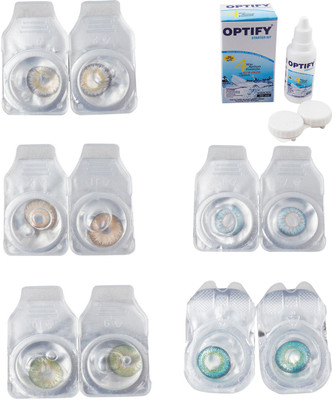 

Optify Combo Pack Monthly Color Contact Lens With Solution Monthly Contact Lens(0, Natural Grey-Gold-Green-Sea Blue-Green Turquoise, Pack of 5)