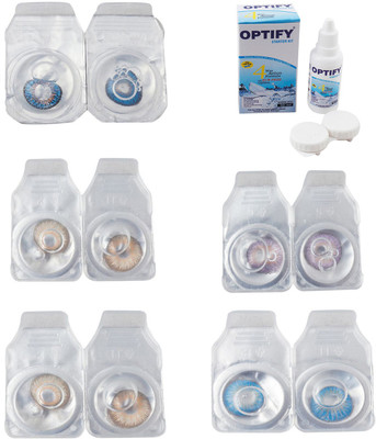 

Optify Combo Pack Monthly Color Contact Lens With Solution Monthly Contact Lens(0, Blue-Gold-Hazel-Violet-Blue Topaz, Pack of 5)