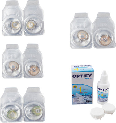 

Optify Combo Pack Monthly Color Contact Lens With Solution Monthly Contact Lens(0, Natural Grey-Gold-Green-Hazel, Pack of 4)