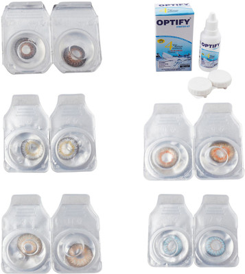 

Optify Combo Pack Monthly Color Contact Lens With Solution Monthly Contact Lens(0, Brown-Natural Grey-Hazel-Honey-Sea Blue, Pack of 5)