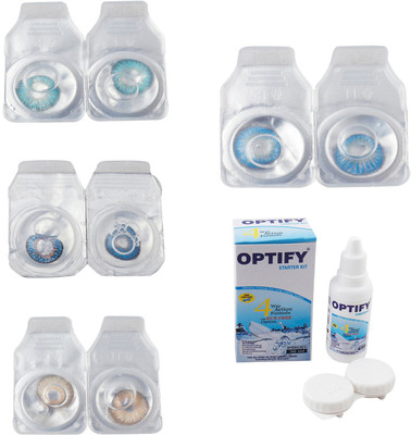 

Optify Combo Pack Monthly Color Contact Lens With Solution Monthly Contact Lens(0, Aqua-Blue-Hazel-Blue Topaz, Pack of 4)