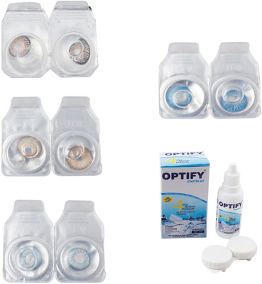 

Optify Combo Pack Monthly Color Contact Lens With Solution Monthly Contact Lens(0, Grey-Hazel-Sea Blue-Blue Topaz, Pack of 4)
