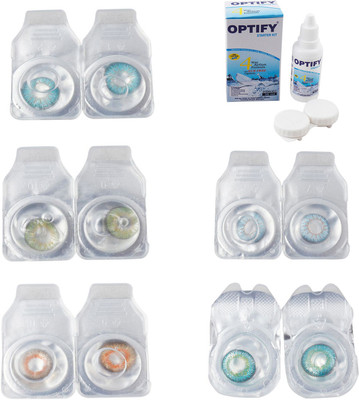

Optify Combo Pack Monthly Color Contact Lens With Solution Monthly Contact Lens(0, Aqua-Green-Honey-Sea Blue-Green Turquoise, Pack of 5)
