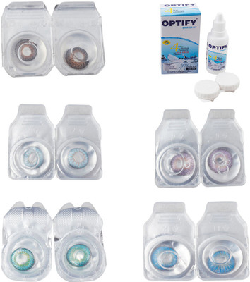 

Optify Combo Pack Monthly Color Contact Lens With Solution Monthly Contact Lens(0, Brown-Sea Blue-Green Turquoise-Violet-Blue Topaz, Pack of 5)
