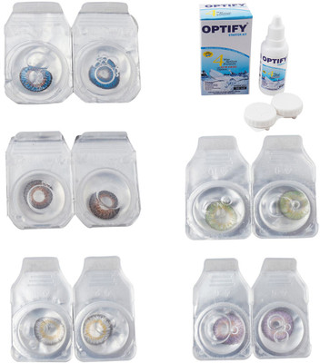 

Optify Combo Pack Monthly Color Contact Lens With Solution Monthly Contact Lens(0, Blue-Brown-Natural Grey-Green-Violet, Pack of 5)