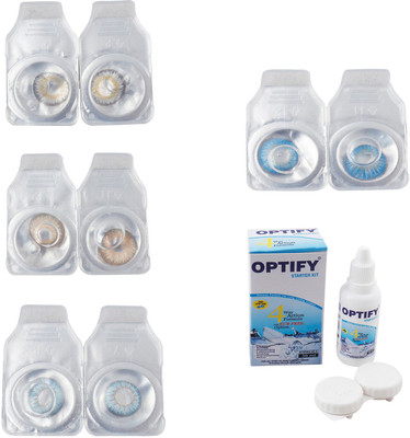 

Optify Combo Pack Monthly Color Contact Lens With Solution Monthly Contact Lens(0, Natural Grey-Gold-Sea Blue-Blue Topaz, Pack of 4)