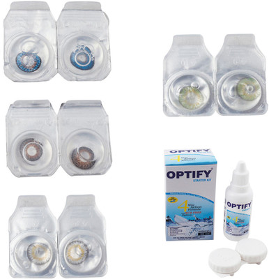 

Optify Combo Pack Monthly Color Contact Lens With Solution Monthly Contact Lens(0, Blue-Brown-Natural Grey-Green, Pack of 4)