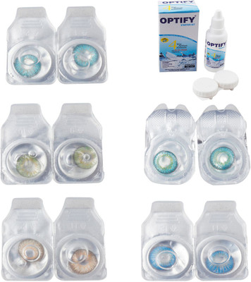 

Optify Combo Pack Monthly Color Contact Lens With Solution Monthly Contact Lens(0, Aqua-Green-Hazel-Green Turquoise-Blue Topaz, Pack of 5)