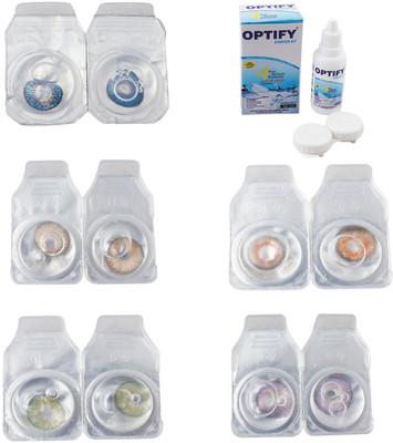

Optify Combo Pack Monthly Color Contact Lens With Solution Monthly Contact Lens(0, Blue-Gold-Green-Honey-Violet, Pack of 5)