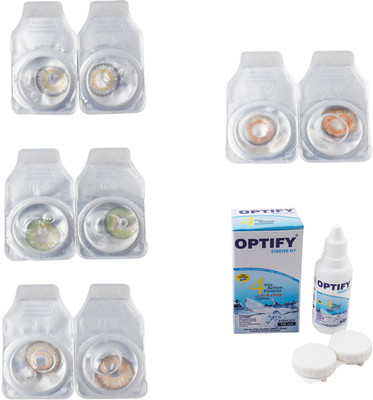 

Optify Combo Pack Monthly Color Contact Lens With Solution Monthly Contact Lens(0, Natural Grey-Green-Hazel-Honey, Pack of 4)