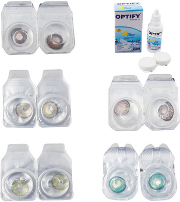 

Optify Combo Pack Monthly Color Contact Lens With Solution Monthly Contact Lens(0, Brown-Natural Grey-Green-Grey-Green Turquoise, Pack of 5)