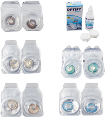

Optify Combo Pack Monthly Color Contact Lens With Solution Monthly Contact Lens(0, Brown-Natural Grey-Hazel-Green Turquoise-Blue Topaz, Pack of 5)