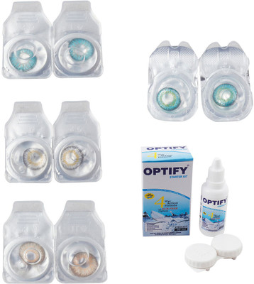 

Optify Combo Pack Monthly Color Contact Lens With Solution Monthly Contact Lens(0, Aqua-Natural Grey-Hazel-Green Turquoise, Pack of 4)