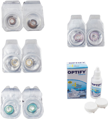

Optify Combo Pack Monthly Color Contact Lens With Solution Monthly Contact Lens(0, Brown-Natural Grey-Green Turquoise-Violet, Pack of 4)