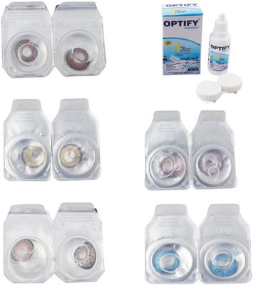 

Optify Combo Pack Monthly Color Contact Lens With Solution Monthly Contact Lens(0, Brown-Natural Grey-Grey-Violet-Blue Topaz, Pack of 5)