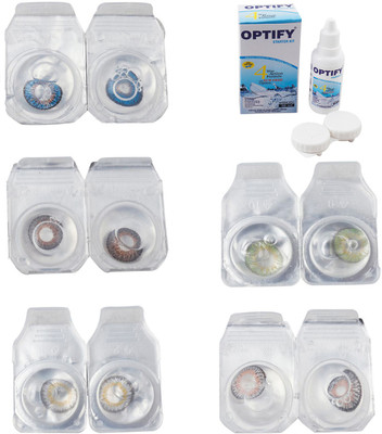 

Optify Combo Pack Monthly Color Contact Lens With Solution Monthly Contact Lens(0, Blue-Brown-Natural Grey-Green-Grey, Pack of 5)