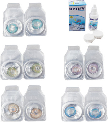 

Optify Combo Pack Monthly Color Contact Lens With Solution Monthly Contact Lens(0, Aqua-Green-Hazel-Violet-Blue Topaz, Pack of 5)